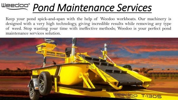 Pond Maintenance Services - Weedoo Boats