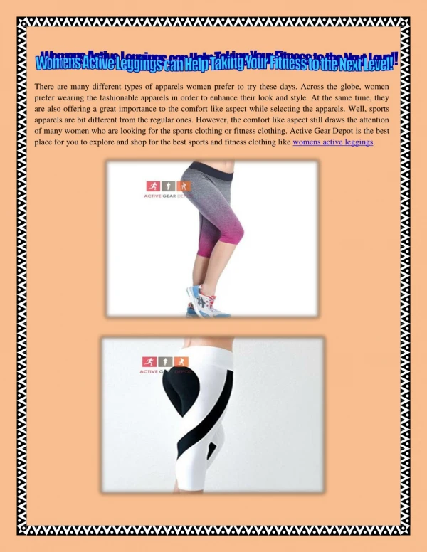 Womens Active Leggings can Help Taking Your Fitness to the Next Level!