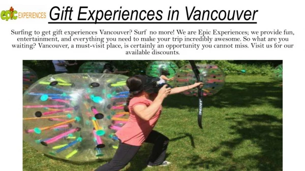 Gift Experiences Vancouver - Epic Experiences