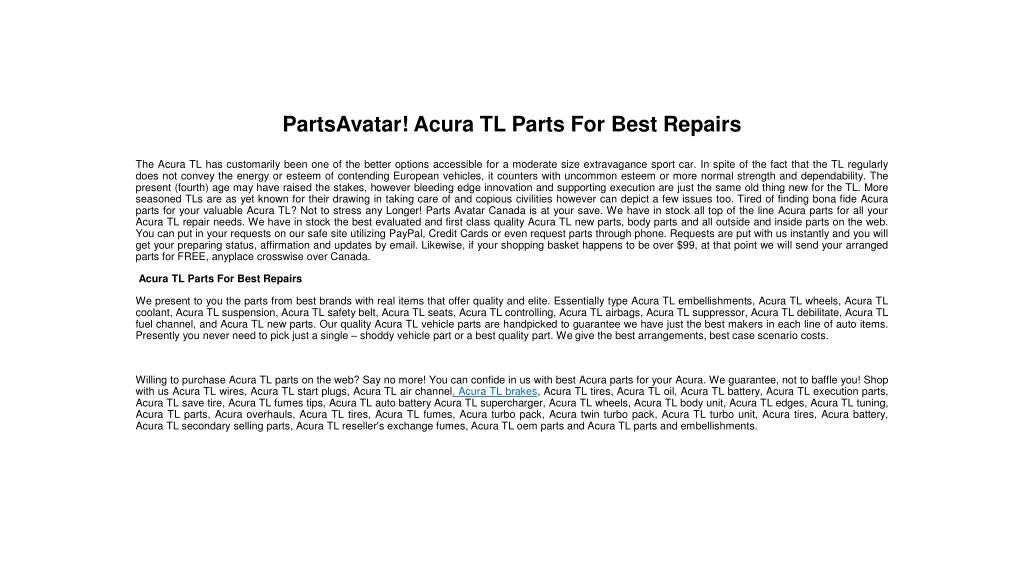 partsavatar acura tl parts for best repairs