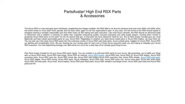 All Acura RSX Parts & Accessories! At Parts Avatar.ca