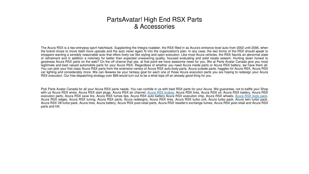 partsavatar high end rsx parts accessories