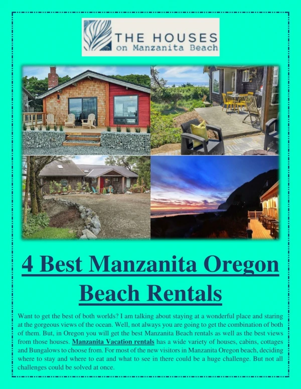 4 Best Manzanita Oregon Beach Rentals