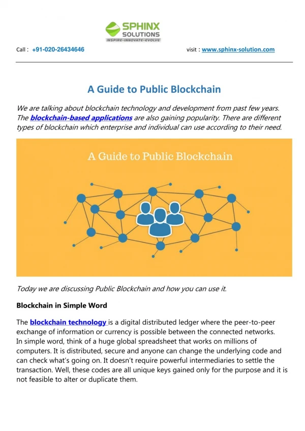 A Guide to Public Blockchain