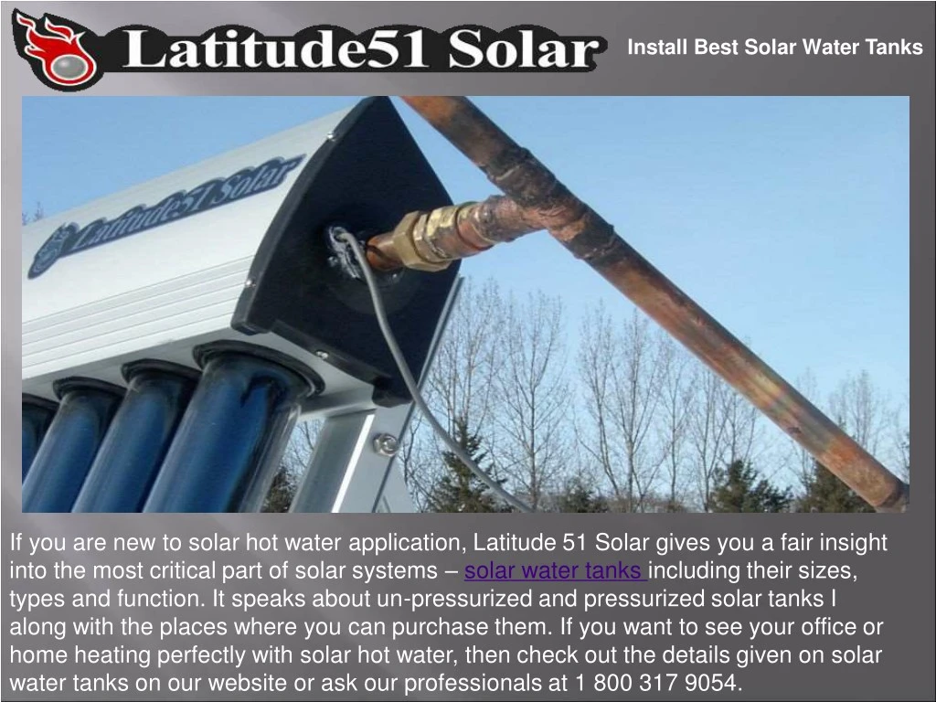 install best solar water tanks