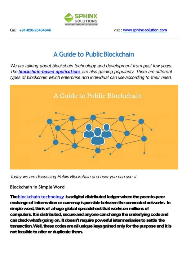 A Guide to Public Blockchain