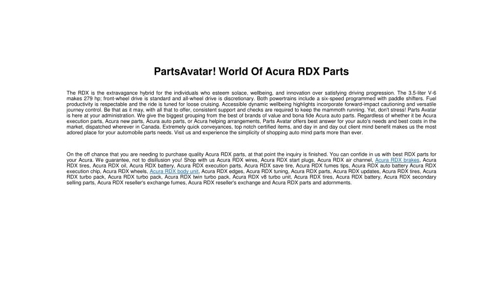 partsavatar world of acura rdx parts