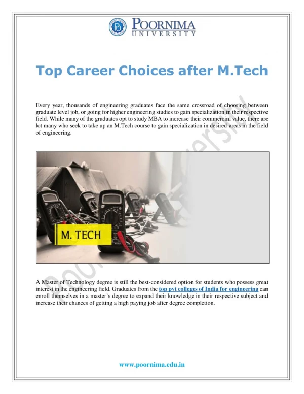 Top Career Choices after M.Tech