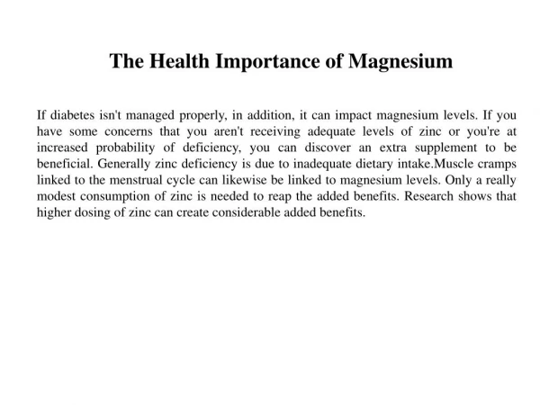 The Health Importance of Magnesium