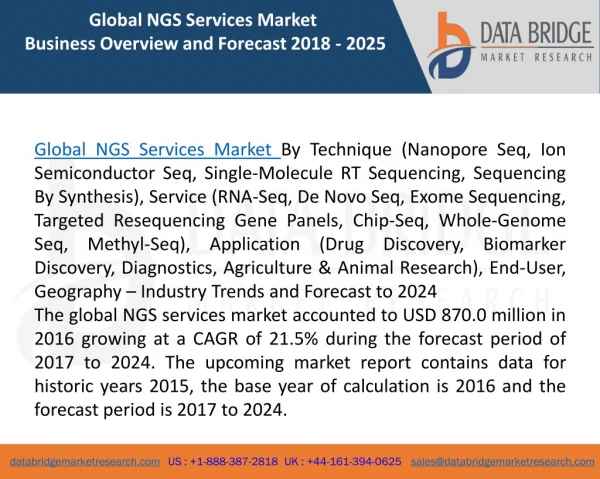 Global NGS Services Market- Industry Trends and Forecast to 2024