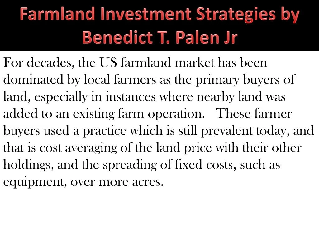 farmland investment strategies by benedict