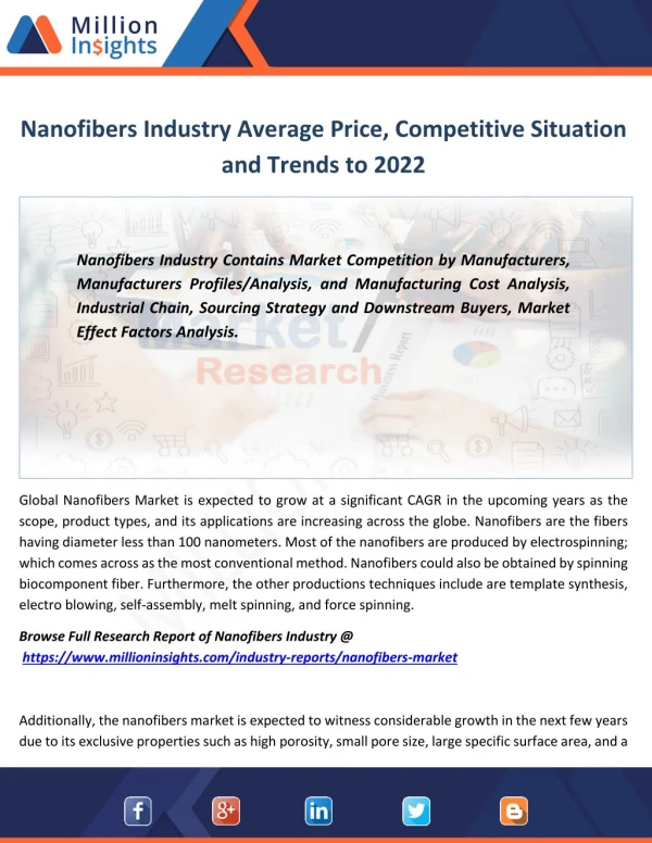 Nanofibers Industry Analysis of Sales, Revenue, Share to 2022