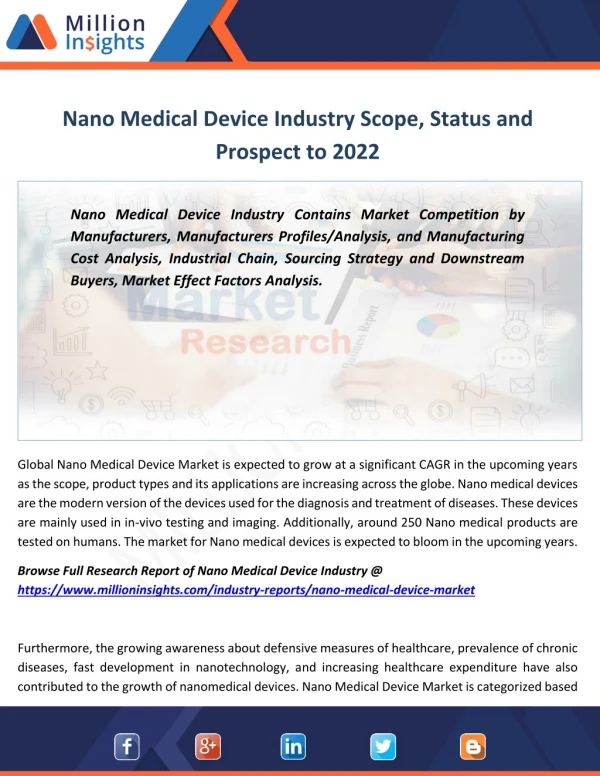 Nano Medical Device Industry key Players Analysis, Capacity, Products to 2022