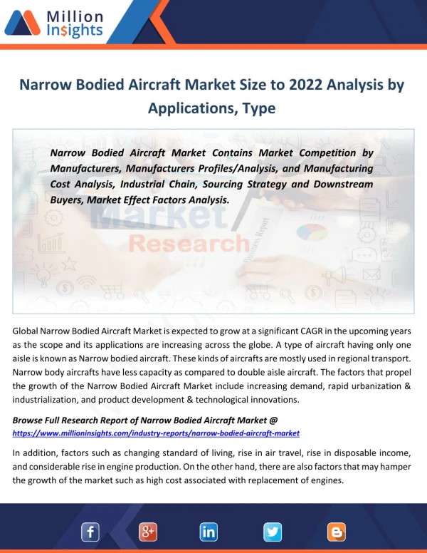 Narrow Bodied Aircraft Market Strategies,Growth Margin, Value to 2022