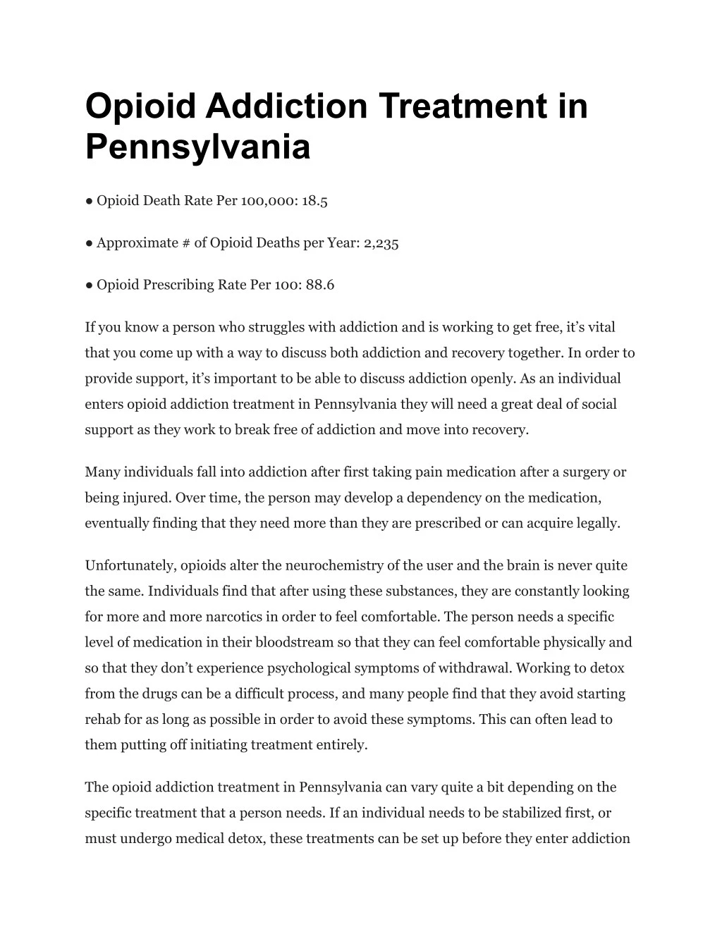 opioid addiction treatment in pennsylvania