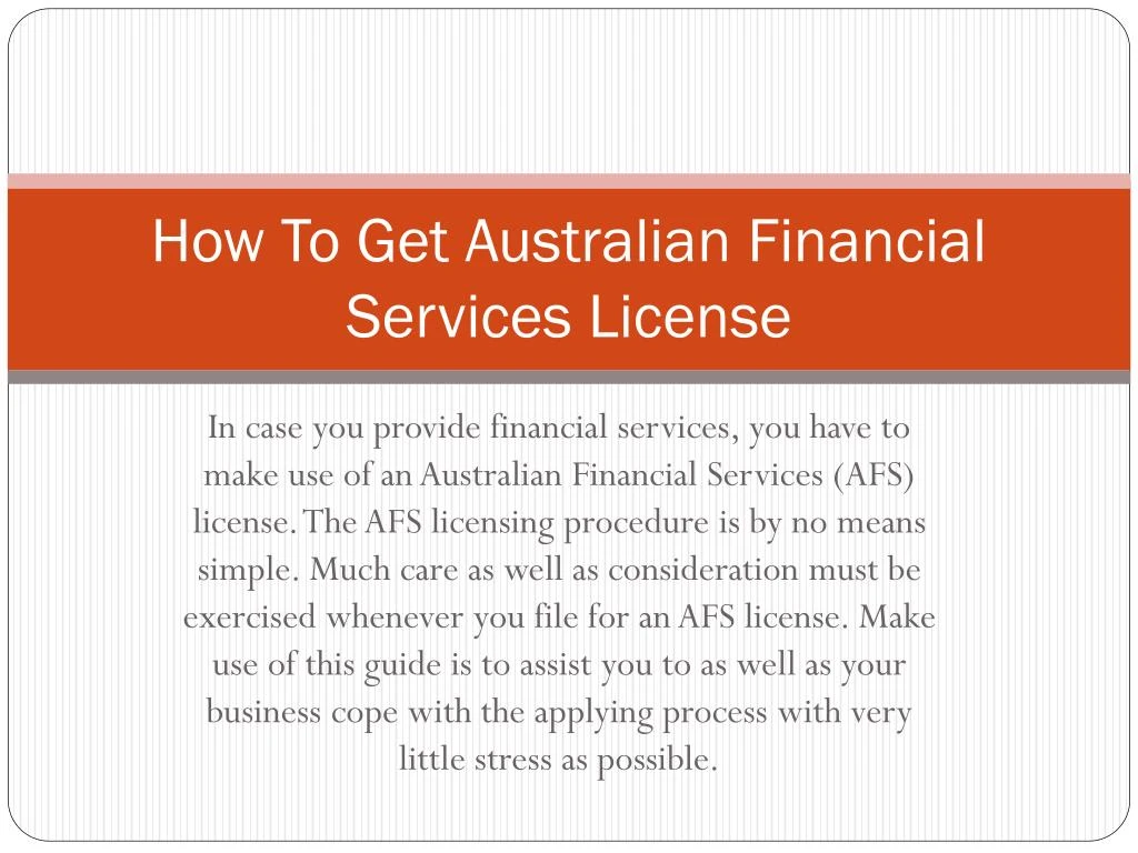 how to get australian financial services license