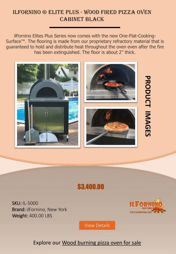 Ilfornino ® Elite Plus - Wood Fired Pizza Oven Cabinet Black
