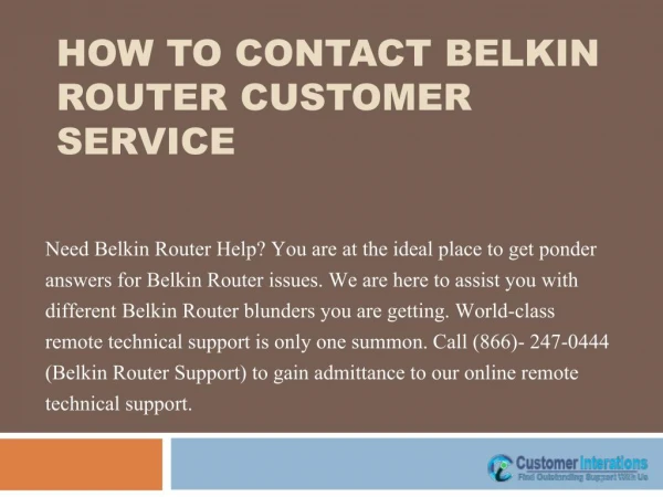 Belkin support phone number