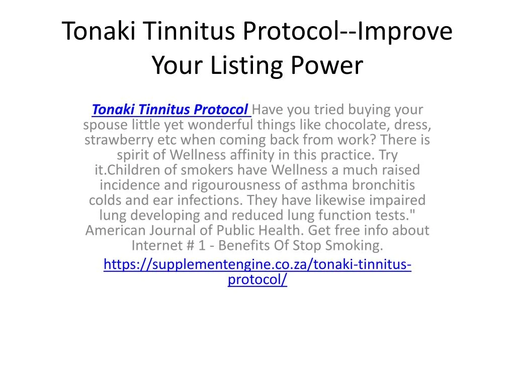 tonaki tinnitus protocol improve your listing power