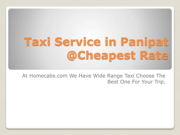 Taxi service in Panipat