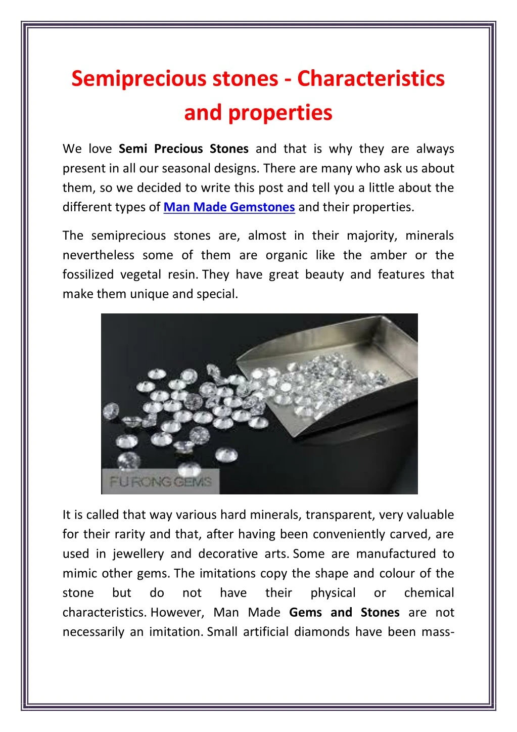semiprecious stones characteristics and properties