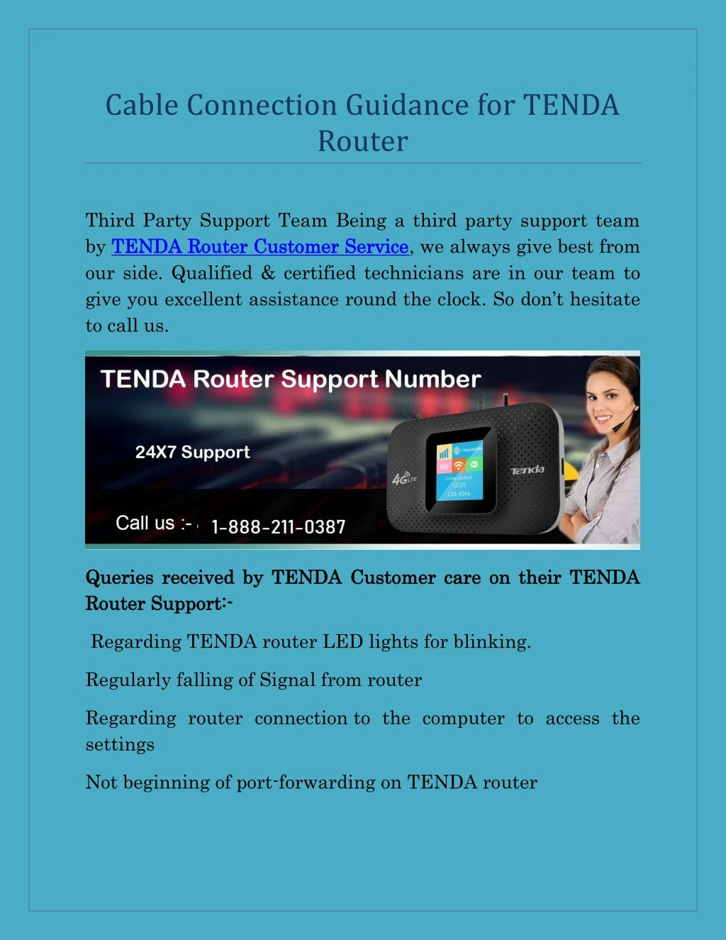 cable connection guidance for tenda router