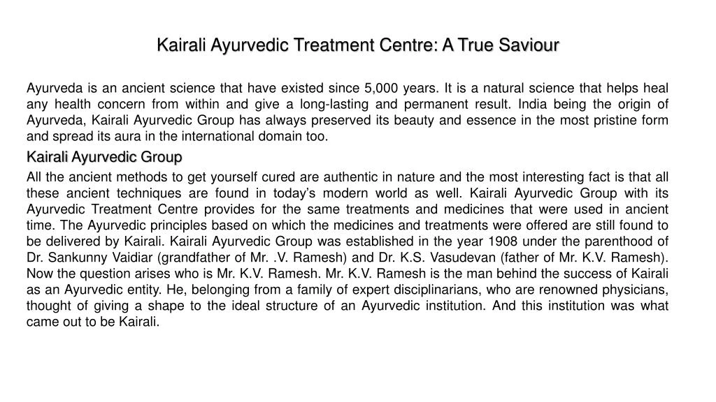 kairali ayurvedic treatment centre a true saviour
