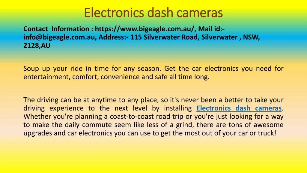 electronics dash cameras