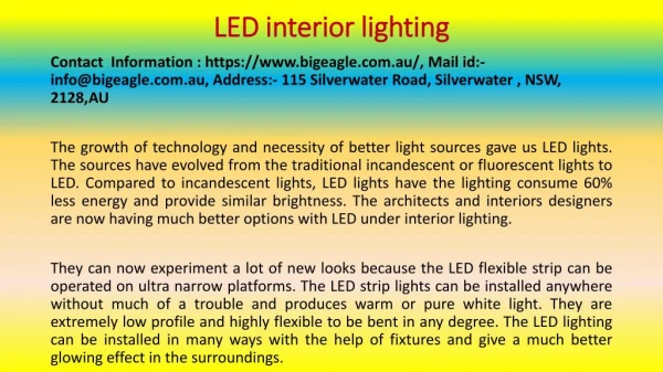 LED Lighting Is the Prime Choice of Interior Decorators