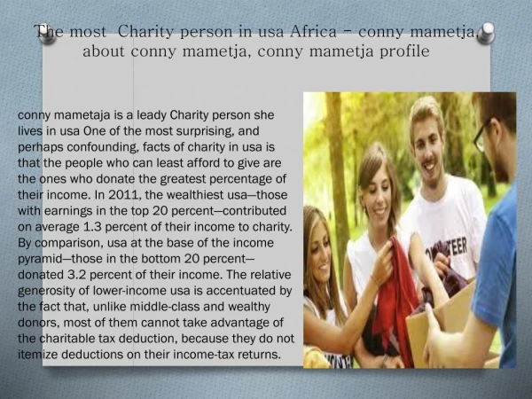 Top Charity Organizations in usa - conny mametja, about conny mametja, conny mametja profile