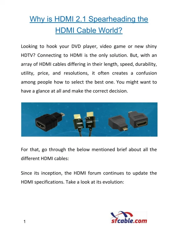 Why is HDMI 2.1 Spearheading the HDMI Cable World?