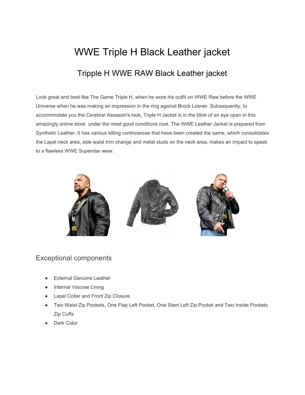 wwe triple h black leather jacket