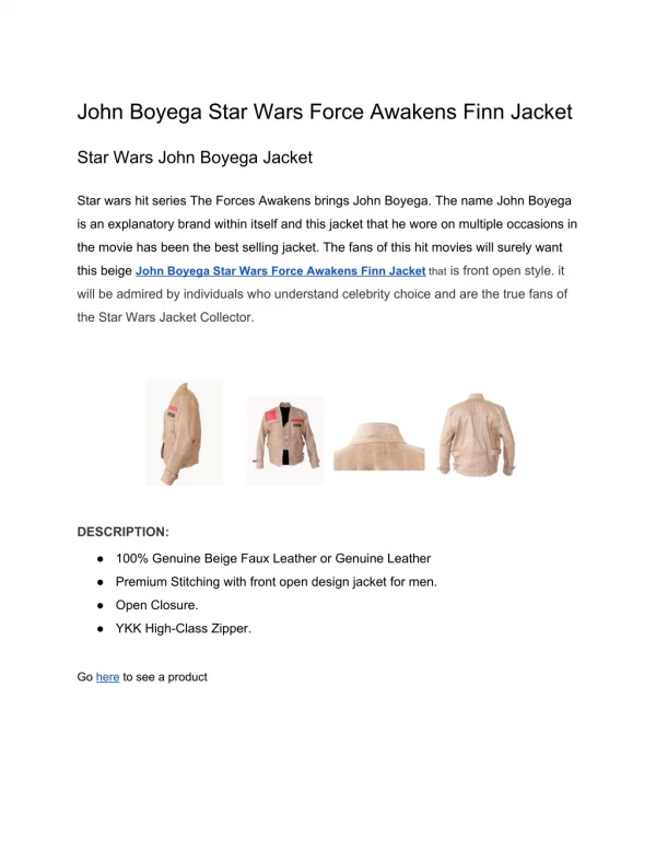 John Boyega Star Wars Force Awakens Finn Jacket