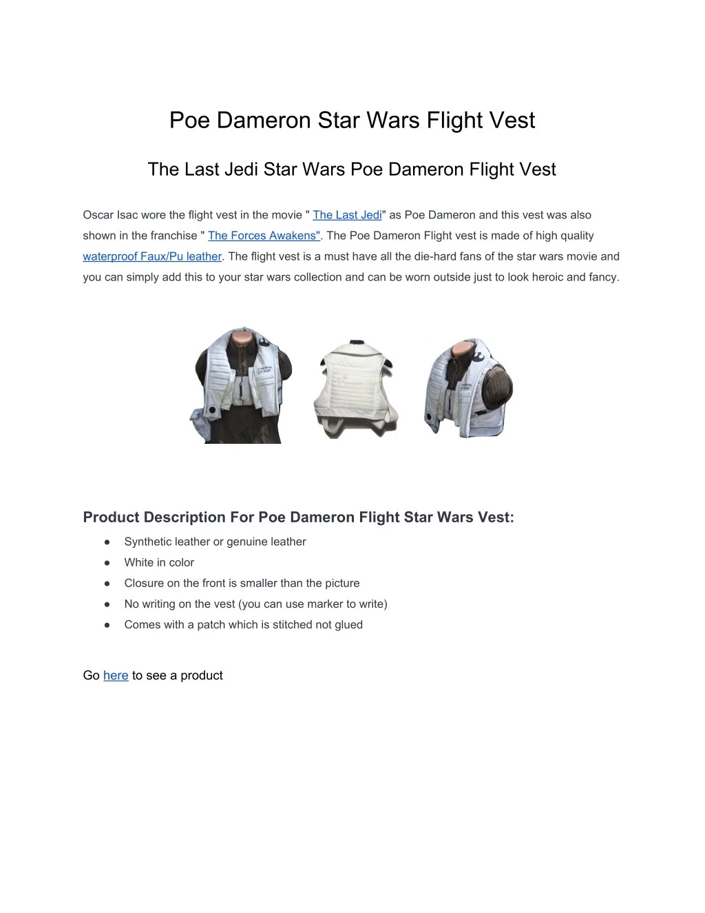 poe dameron star wars flight vest