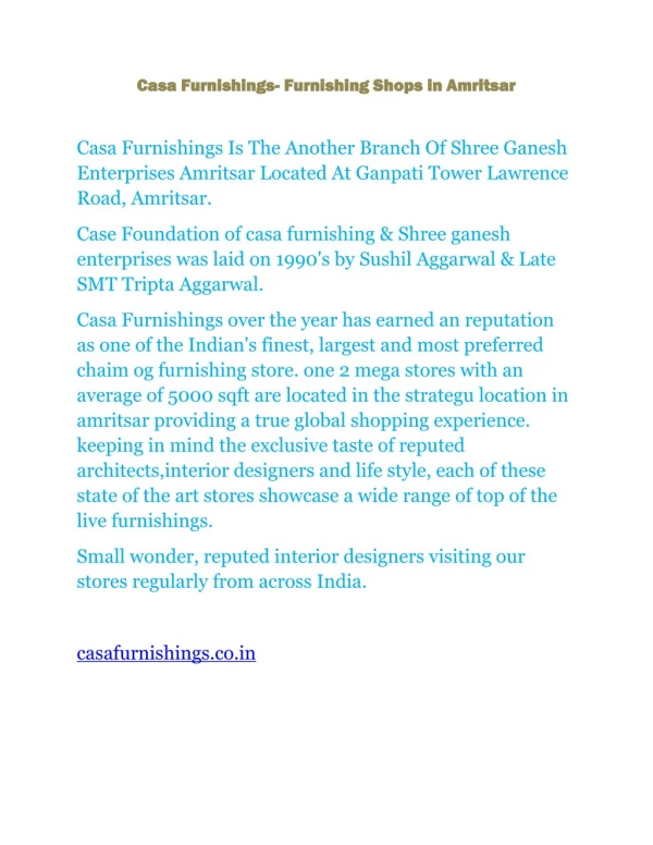 1. casa furnishings furnishing shops in amritsar