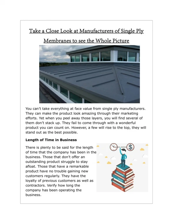Take a Close Look at Manufacturers of Single Ply Membranes to see the Whole Picture