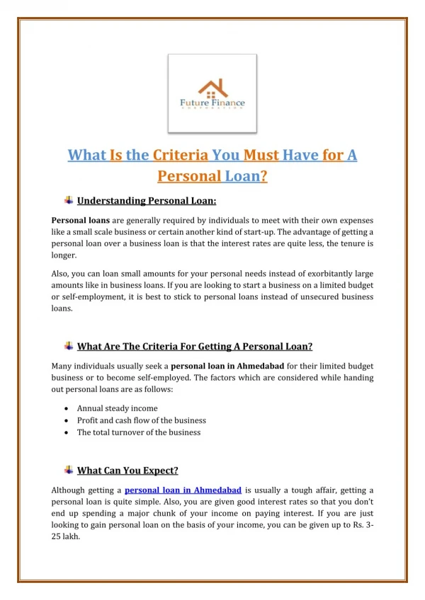 Know About Criteria before Applying for a Personal Loan