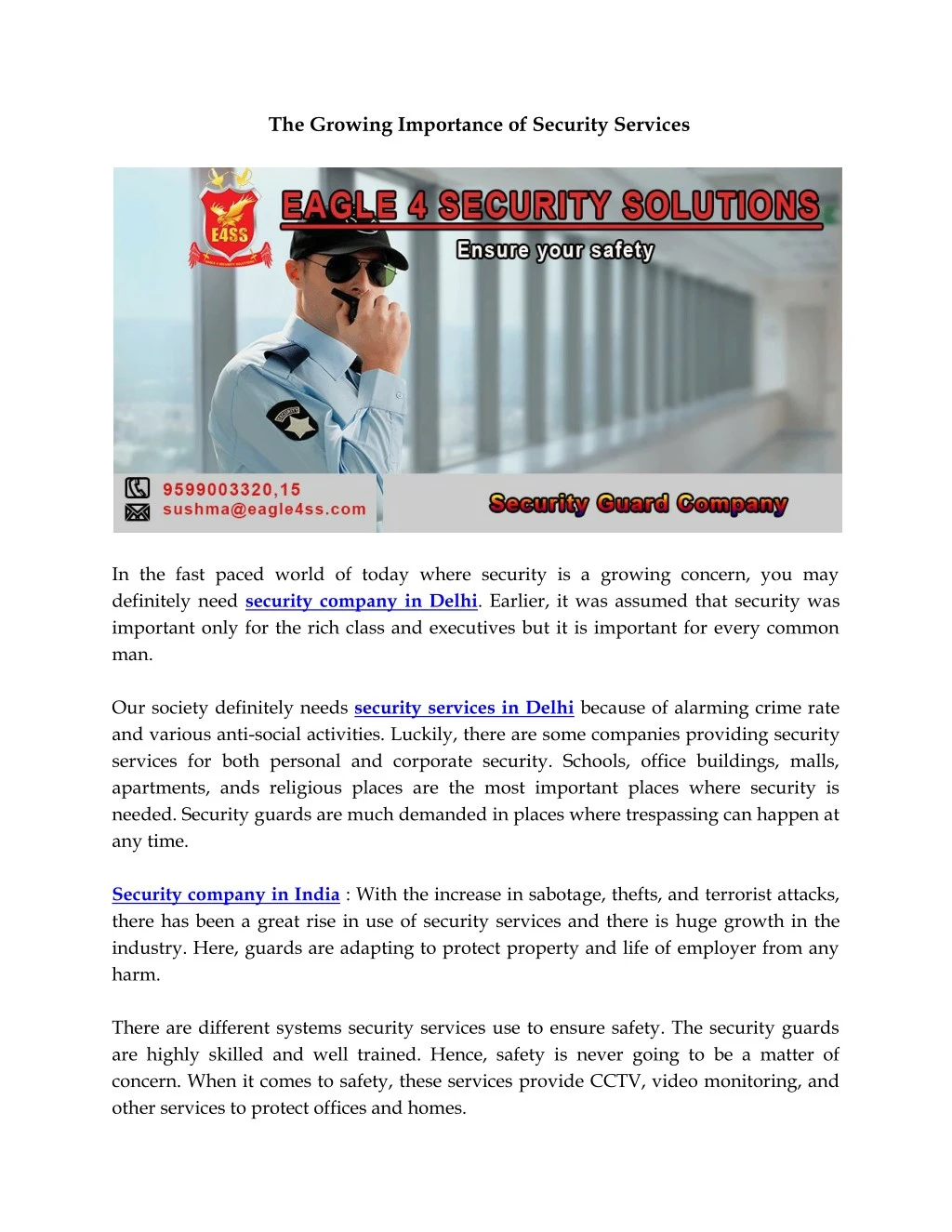 the growing importance of security services