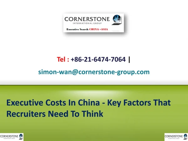 Executive Costs In China - Key Factors That Recruiters Need To Think