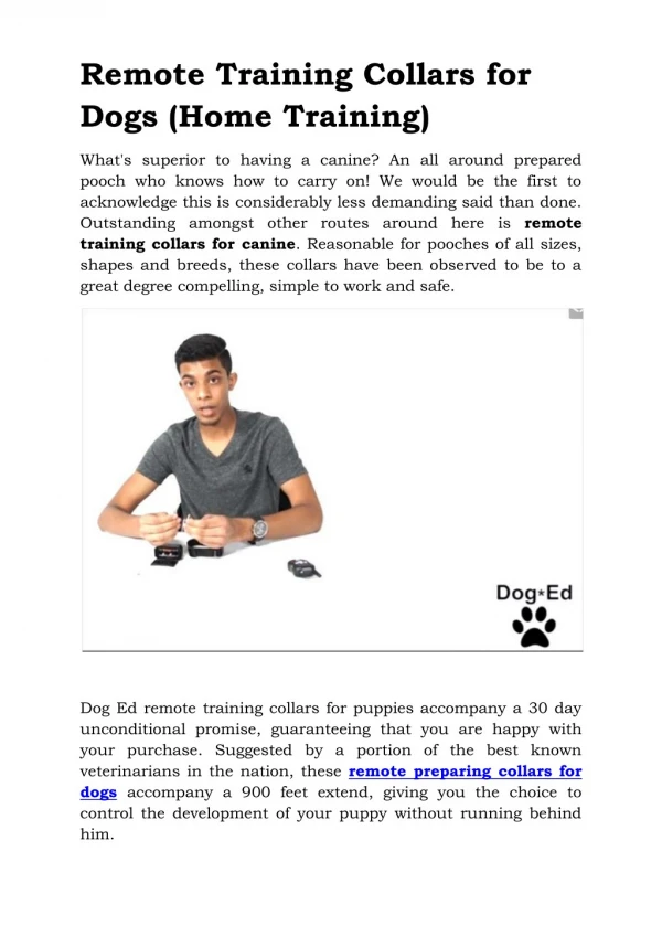 Remote Training Collars for Dogs (Home Training)
