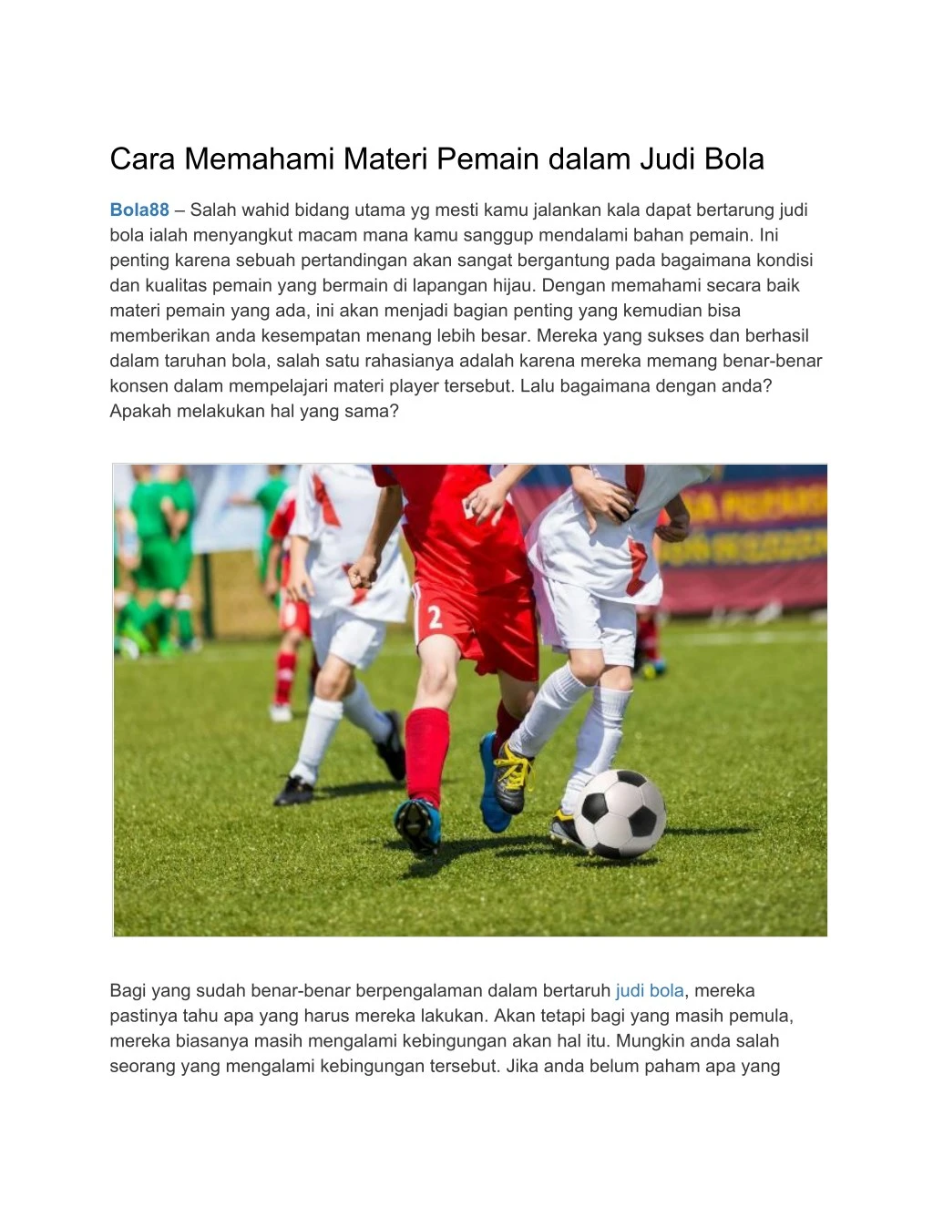 cara memahami materi pemain dalam judi bola