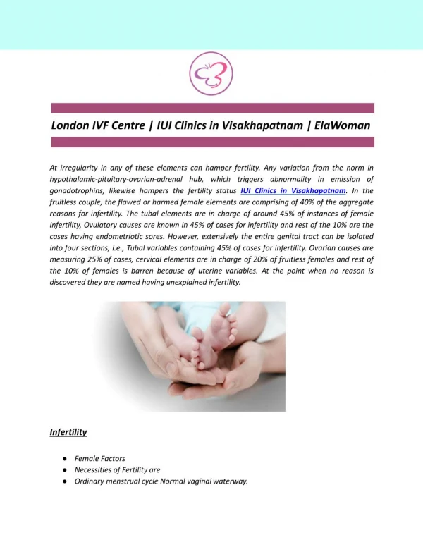 London IVF Centre | IUI Clinics in Visakhapatnam | ElaWoman