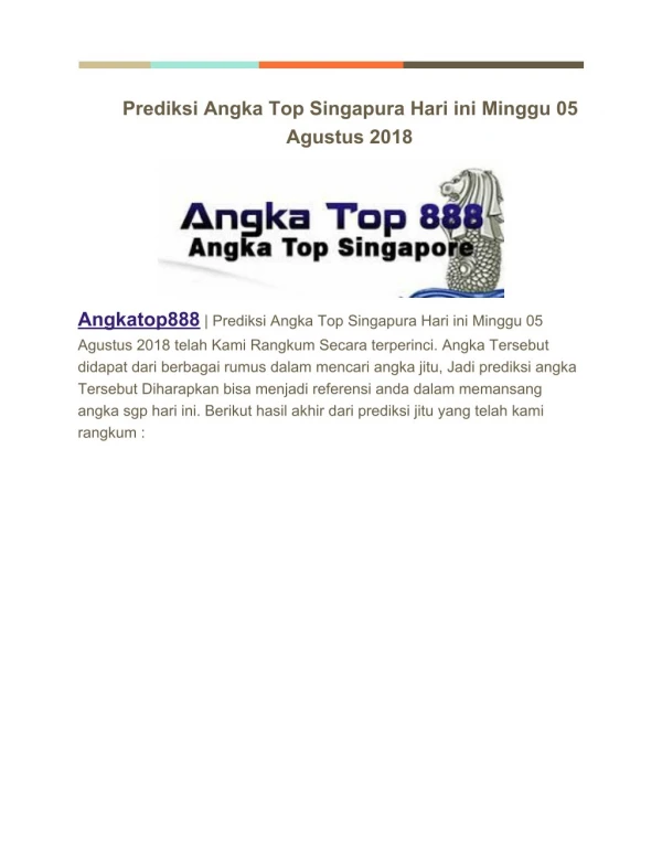 Prediksi Angka top SGP dan Togel HK | Angkatop888