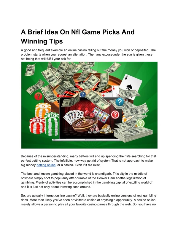 A Brief Idea On Nfl Game Picks And Winning Tips