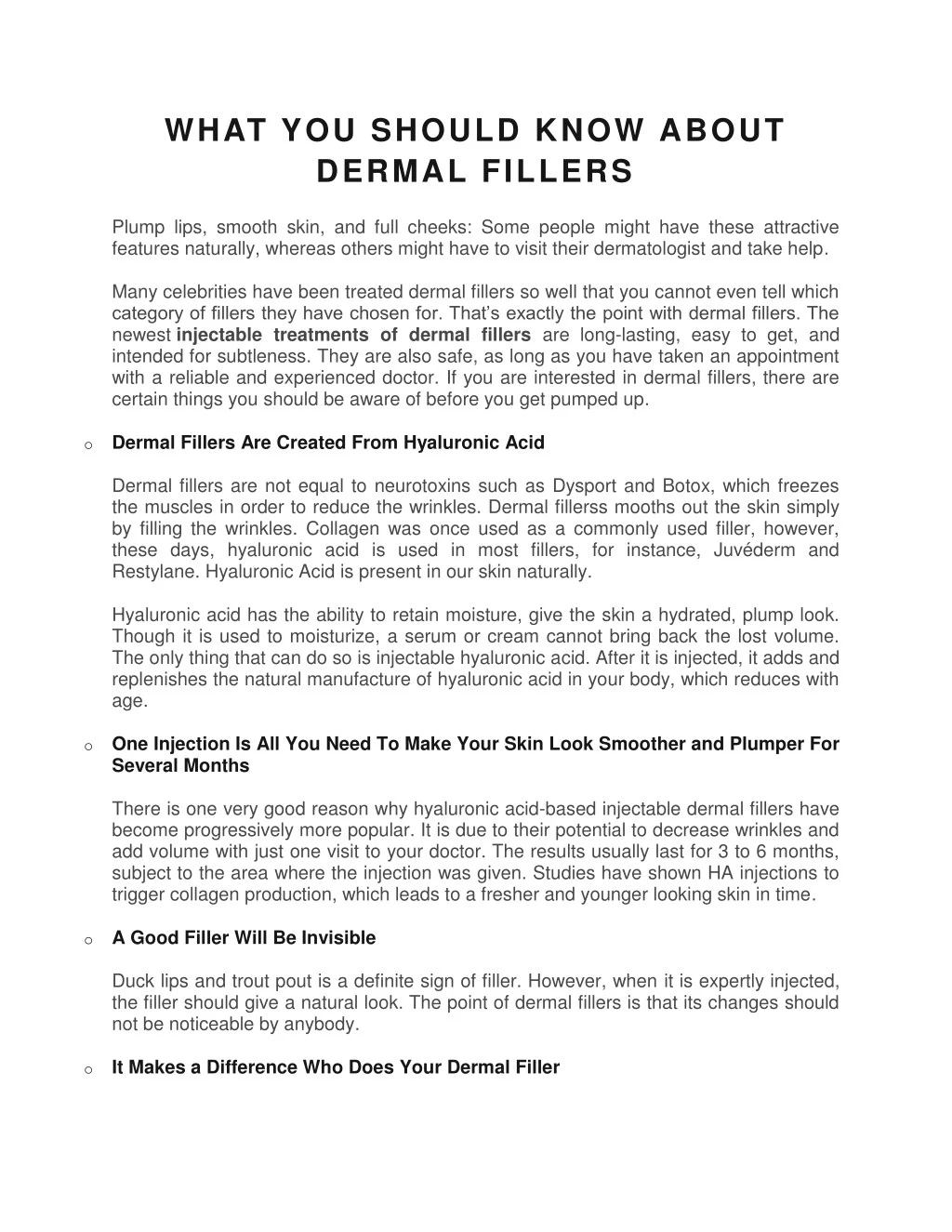 what you should know about dermal fillers