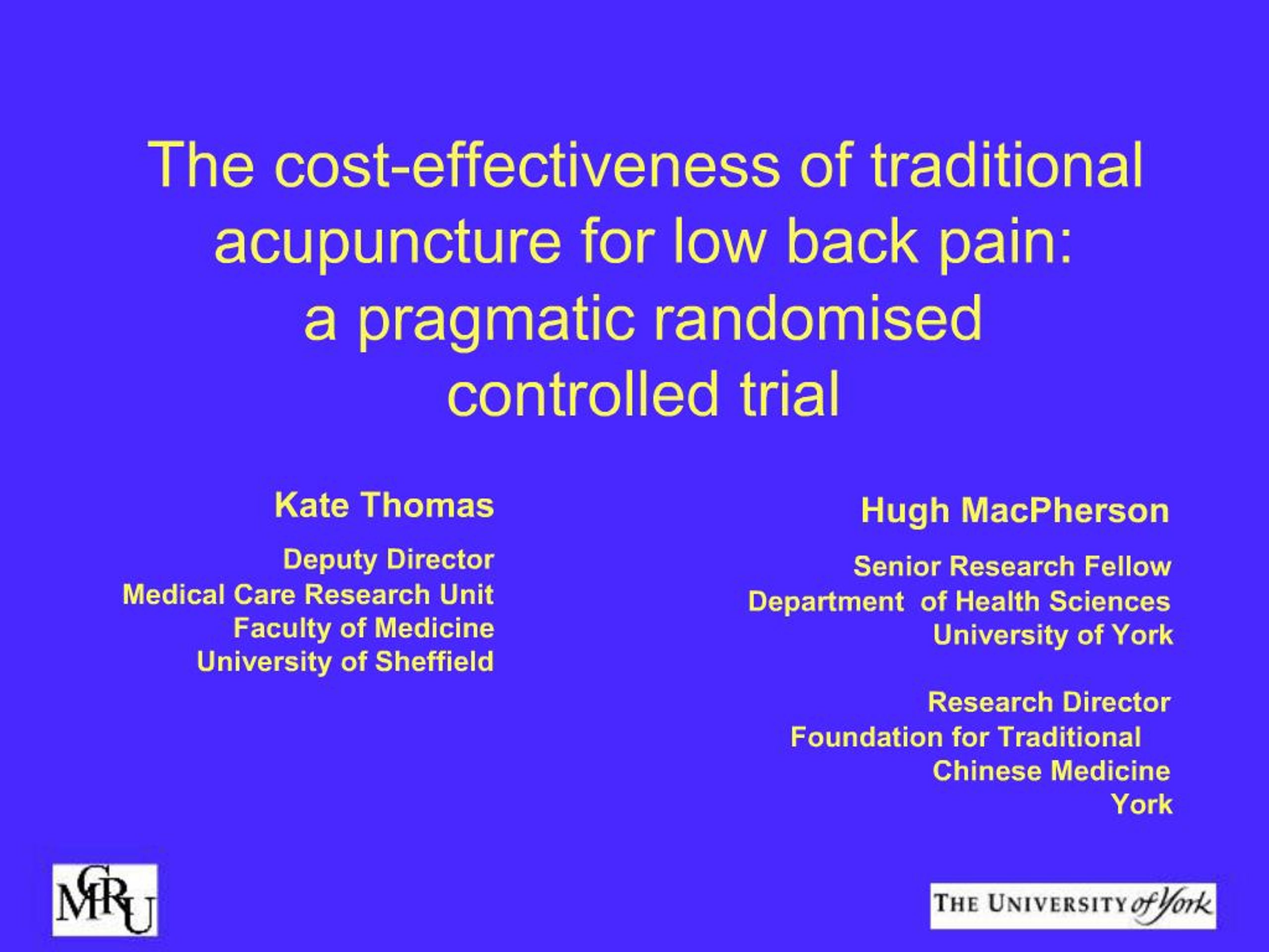 PPT - The cost-effectiveness of traditional acupuncture for low back ...