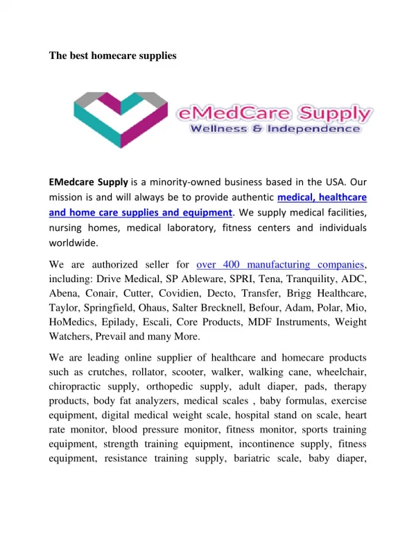 The best homecare supplies