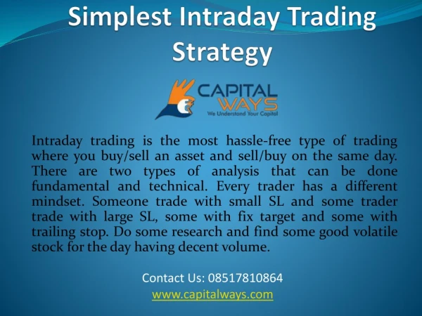 Simplest Intraday trading strategy