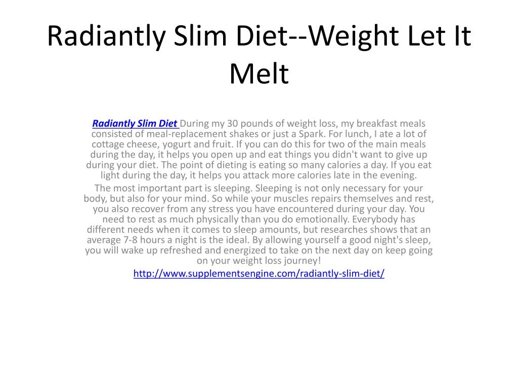 radiantly slim diet weight let it melt
