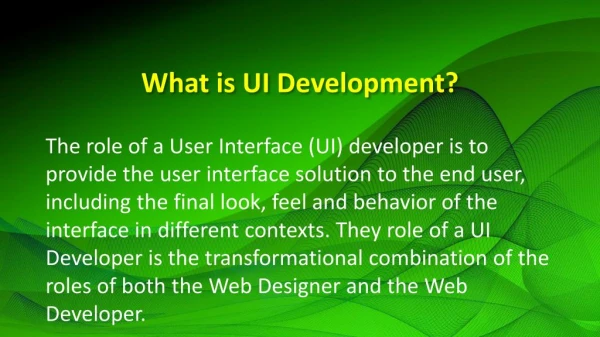 Ui Development Online Training and Features
